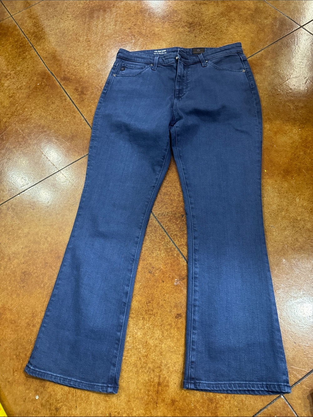 AG Women's Dark Blue slin flare crop Jeans